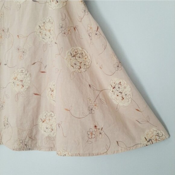 RW&CO. Floral Hydrangea Applique Embroidery Light Beige Cottagecore Skirt Sz 8 - Picture 11 of 12